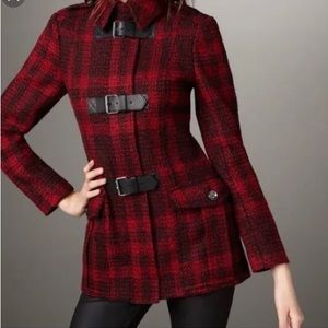 Burberry Brit Red and Black Wool Coat
